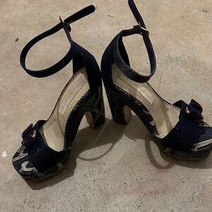 Stella McCartney Navy and Snake Print Heels